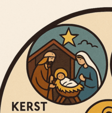 kerst in beeld, jozef en maria met Jezus in de kribbe